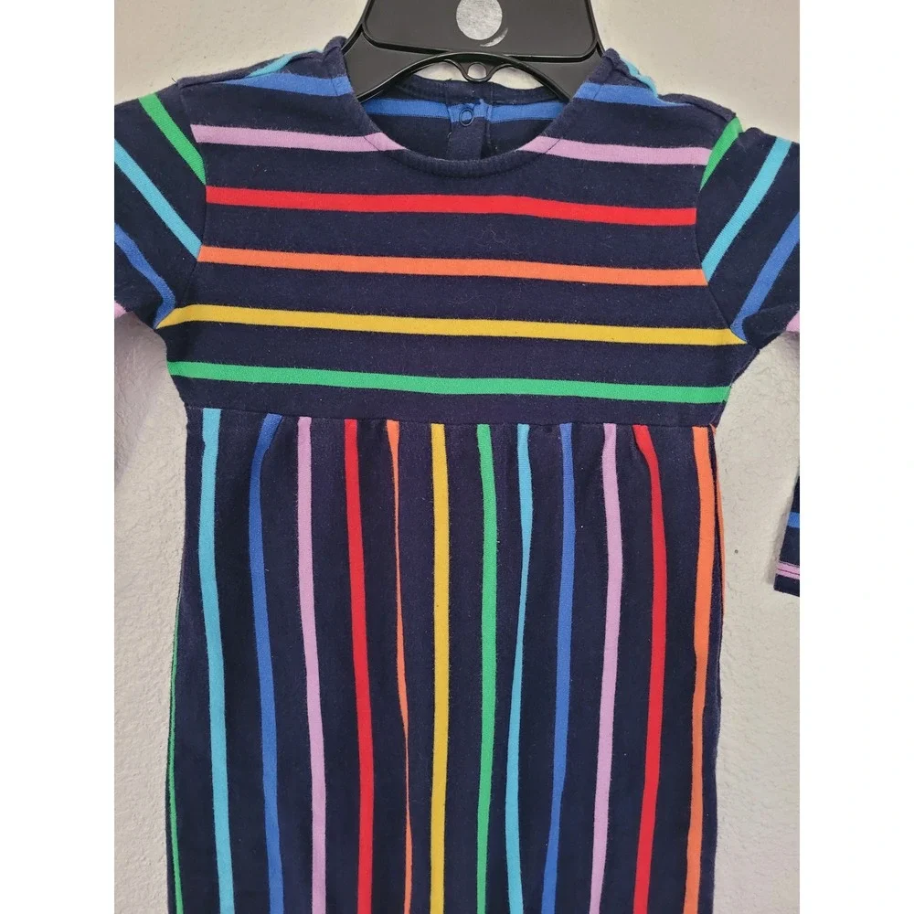 Primary Baby Rainbow Stripe Long Sleeve Romper Navy Blue 18-24 M Jumpsuit #8